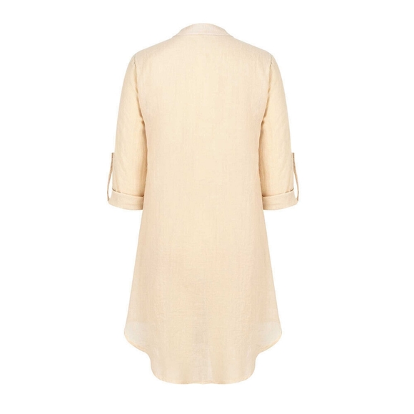 Women's cotton linen T-shirt dress ladies casual loose tops shirt big yards medi - Picture 2 of 4